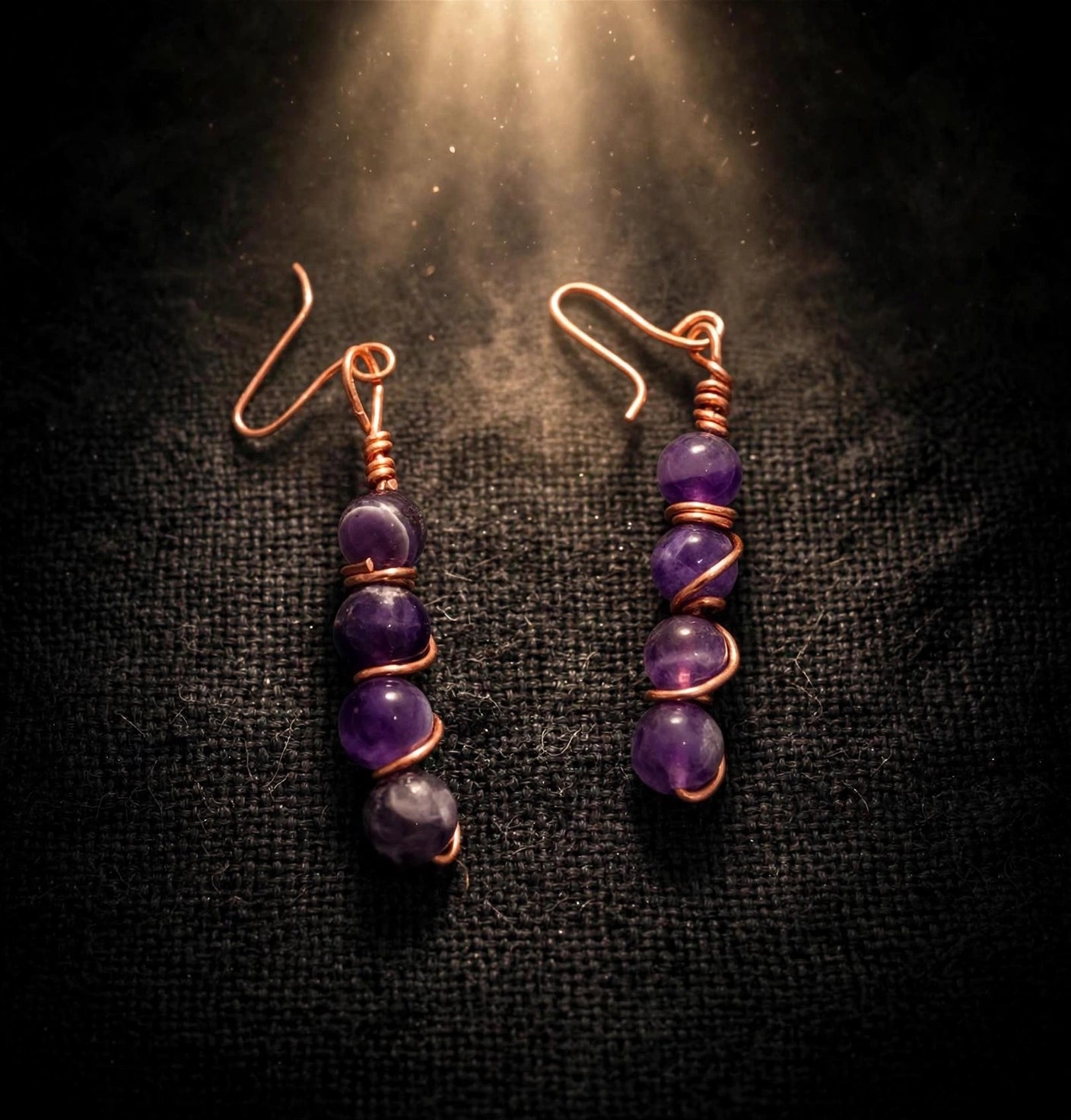 Amethyst Copper Drop Earrings