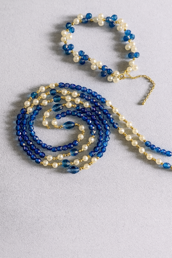 Azure Pearl Waistbead & Bracelet Set